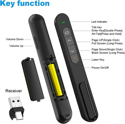 Jihaan ppt long range remote power point with laser Presenter(Black)