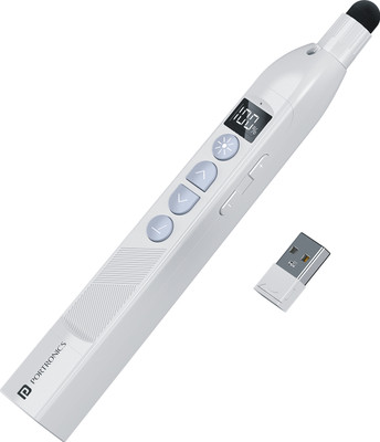 Portronics SlideMate 2 Wireless Presenter Remote, Rechargeable, Red Laser, Extendable, Slidemate Presenter(White)