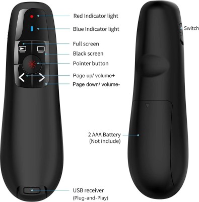 Jihaan Presenter Slide Changer Controller with USB Receiver for Mac black Professional Laser Pointer Presenter Slide Changer Controller Presenter(Black)