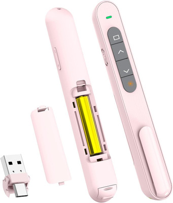 Jihaan USB Type C Clicker with Red Laser Pointer Long Range PPT Control long rang ppt control Presenter(Pink)