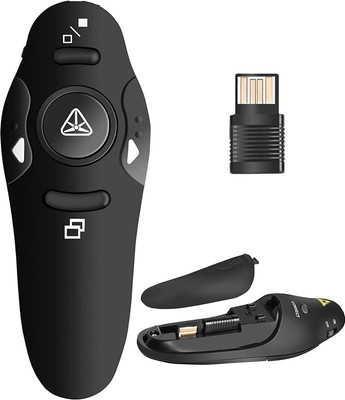D25 Wireless Remote Control Pointer for PPT Presentation I Range 15m I 2.4 Ghz Laser Pointer Presenter Slide Changer Controller for Powerpoint PPT Slide Presenter(Black)