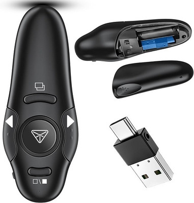 Jihaan Presentation Pointer Slide Advancer PPT Clicker for Mac iPad Computer Hyperlink Volume Control Wireless Presenter Remote Presentation Pointer Slide Presenter(Black)