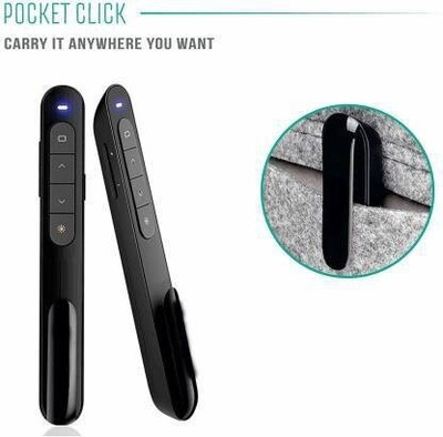 Jihaan Presenter Remote Control Laser Pointer/Pen, with USB Receiver for PC, Laptops PPT Presenter Slide Changer Controller with USB Receiver Battery Indicator for Windows Mac PC Presenter(Black)