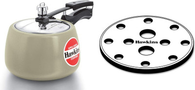 Hawkins Ceramic-Coated Contura 3L Apple Green Cooker With SS Grid 11cms Combo 3 L Inner Lid Pressure Cooker(Aluminium, Stainless Steel)