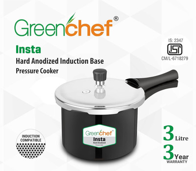 Greenchef Hard Anodised 3L Pressure Cooker Outer Lid, 3 L Outer Lid Pressure Cooker(Hard Anodized)