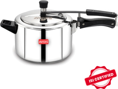 AVIAS Ceres Stainless Steel Outer Lid Pressure Cooker / 1.2mm Thickness / 5 L Inner Lid Induction Bottom Pressure Cooker(Stainless Steel)