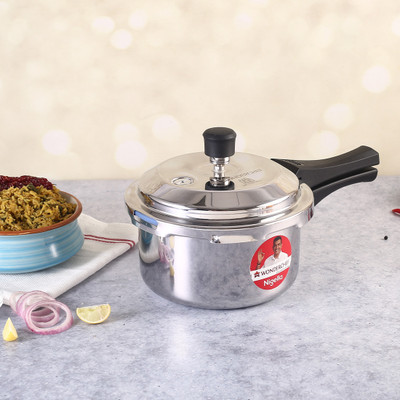 WONDERCHEF Nigella Tri-Ply 3 L Outer Lid Induction Bottom Pressure Cooker(Stainless Steel)
