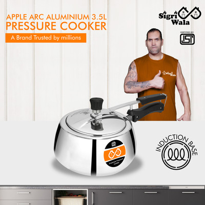 Sigri-wala Apple Arc Aluminium Induction base Inner Lid 3.5 Ltr 3.5 L Inner Lid Induction Bottom Pressure Cooker(Aluminium)