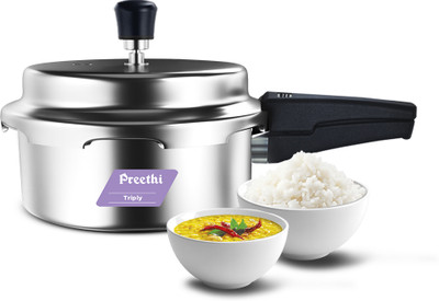 Preethi 1.5L Triply Outerlid Pressure Pan with Spill Splash Shield (PC 036) 1.5 L Outer Lid Induction Bottom Pressure Cooker(Triply)