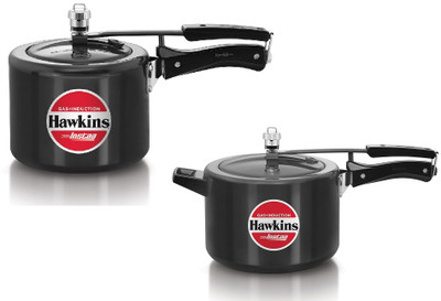 Hawkins Hard Anodised Induction Base Instaa Pressure Cooker 5L & 3L(IIH50,IIH3T) 3 L, 5 L Inner Lid Induction Bottom Pressure Cooker(Hard Anodized)