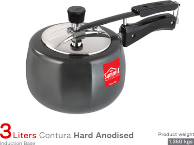 SUMMIT Contura Hard Anodized | Blacko | 3 L Inner Lid Induction Bottom Pressure Cooker(Hard Anodized)