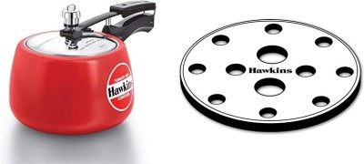 Hawkins CONTURA RED 3L HANDI ALUMINIUM COOKER WITH STAINLESS STEEL GRID (11CMS) 3 L Inner Lid Pressure Cooker(Aluminium)