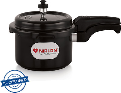 NIRLON Classic Induction Compatible Hard Anodised Outer Lid Aluminium Pressure Cooker 5 L Outer Lid Induction Bottom Pressure Cooker(Hard Anodized)