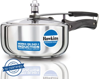 Hawkins Wide (HSS3W) 3 L Inner Lid Induction Bottom Pressure Cooker(Stainless Steel)