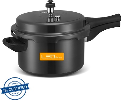 Leo Natura by LEO NATURA Outer Lid Double Safety Valve 5 L Induction Bottom Pressure Cooker(Hard Anodized)