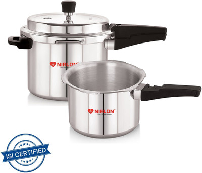 NIRLON Combo Induction Base Outer Lid Aluminium Pressure Cooker 3 L, 5 L Outer Lid Induction Bottom Pressure Cooker(Aluminium)
