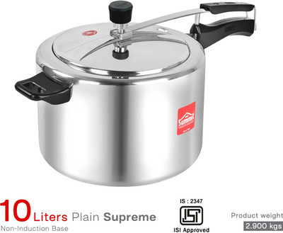 SUMMIT Plain Supreme | Non-Induction Base |Pressure Cooker 10 L Inner Lid Pressure Cooker(Aluminium)