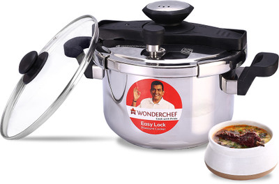 WONDERCHEF Easy Lock 5 L Outer Lid Induction Bottom Pressure Cooker(Stainless Steel)