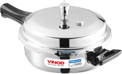 VINOD Platinum Triply Stainless Steel Pressure Pan-Junior 3.5 L Outer Lid Induction Bottom Pressure Pan(Stainless Steel)