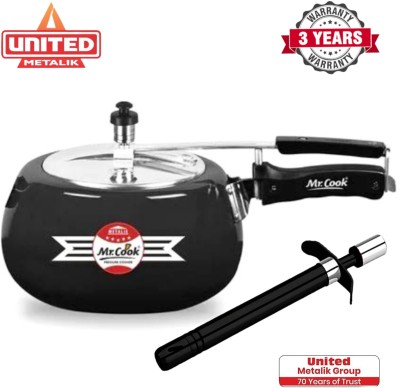 Mr.Cook By United Metalik Non-Stick With Free Gas Lighter 3 L Inner Lid Induction Bottom Pressure Cooker(Hard Anodized)