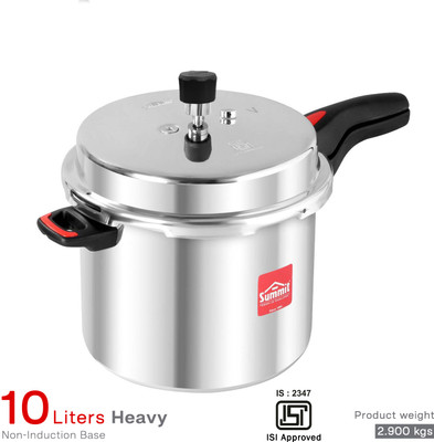 SUMMIT Heavy | Non-Induction Base | 10 L Outer Lid Pressure Cooker(Aluminium)