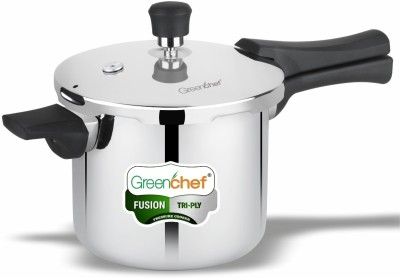 Greenchef Fusion tri ply 5 L Outer Lid Induction Bottom Pressure Cooker(Stainless Steel)