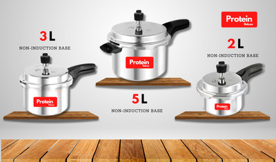 Protein Combo With 3 Proper Lids 2 L, 3 L, 5 L Outer Lid Pressure Cooker(Aluminium)