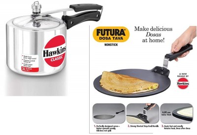 Hawkins HAW. 3.0L TALL CL3T CLASSIC & NS DOSA TAWA NDT30 3 L Inner Lid Pressure Cooker(Aluminium)