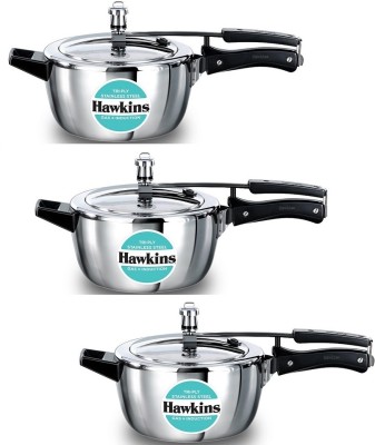 Hawkins Tri-ply Stainless Steel Pressure Cooker (HSST35) 3.5 L Inner Lid (Pack of 3) 3.5 L Inner Lid Induction Bottom Pressure Cooker(Stainless Steel)