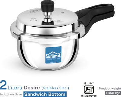 SUMMIT Desire Sandwich-Bottom 2 L Outer Lid Induction Bottom Pressure Cooker(Stainless Steel)