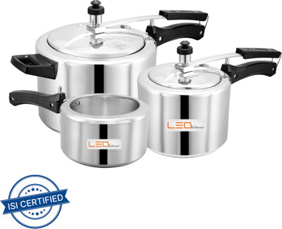 Leo Natura by Leo Natura Inner Lid Cooker Combo Pack 2 L, 3 L, 5 L Inner Lid Induction Bottom Pressure Cooker(Aluminium)