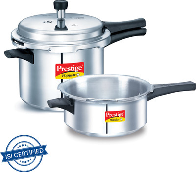 Prestige Popular Plus 5 L, 3 L Outer Lid Induction Bottom Pressure Cooker(Aluminium)