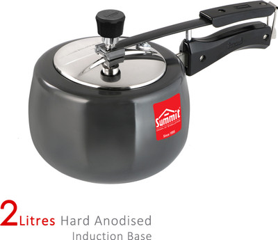 SUMMIT C-tura Blacko with Steel Lid 2 L Inner Lid Induction Bottom Pressure Cooker(Hard Anodized)