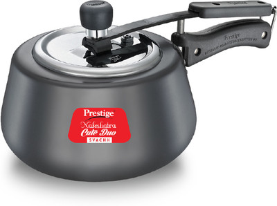 Prestige Nakshatra Cute Duo Svachh Spillage Control Deep Lid|Metallic Safety Plug 2 L Inner Lid Pressure Cooker(Hard Anodized)