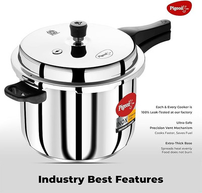 Pigeon INOX 7.5 L Outer Lid Induction Bottom Pressure Cooker(Stainless Steel)