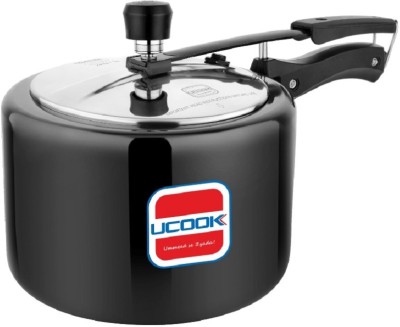 UCOOK 101 BLK Hard Anodised with Stainless Steel Lid 3 L Inner Lid Induction Bottom Pressure Cooker(Hard Anodized)