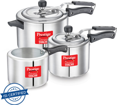 Prestige Svachh Nakshatra Plus 5 L, 3 L, 2 L Inner Lid Induction Bottom Pressure Cooker(Aluminium)