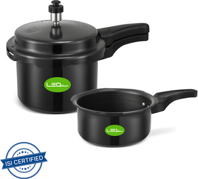 Leo Natura Outer Lid Combo Cooker Pack 2L, 3 L Outer Lid Induction Bottom Pressure Cooker & Pressure Pan(Hard Anodized)