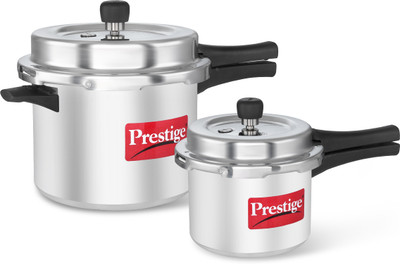 Prestige Popular Svachh Combi Pack of 2 Controls Spillage-Deep Lid 5 L, 3 L Outer Lid Pressure Cooker(Aluminium)