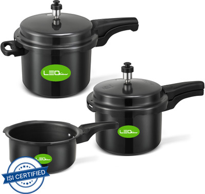 Leo Natura Outer Lid Cooker Combo Pack 2 L, 3 L, 5 L Outer Lid Induction Bottom Pressure Cooker & Pressure Pan(Hard Anodized)