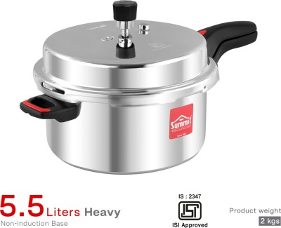 SUMMIT Outer Lid Double Safety Valve Heavy 5.5 L Outer Lid Pressure Cooker(Aluminium)