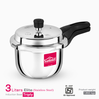 SUMMIT Triply Elite 3 L Outer Lid Induction Bottom Pressure Cooker(Stainless Steel)
