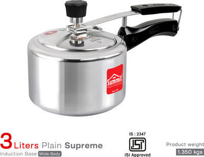 SUMMIT PLAIN WIDE SUPREME | iNDUCTION BASE | INNER LID | 3L PRESSURE COOKER 3 L Inner Lid Induction Bottom Pressure Cooker(Aluminium)