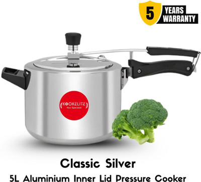 Kookelite Classic Silver 5 L Inner Lid Induction Bottom Pressure Cooker(Aluminium)
