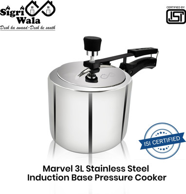 Sigri-wala Marval Stainless Steel Induction base 3 L Inner Lid Induction Bottom Pressure Cooker(Stainless Steel)