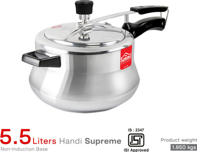SUMMIT Plain Handi Supreme | Non-Induction base 5.5 L Inner Lid Pressure Cooker(Aluminium)