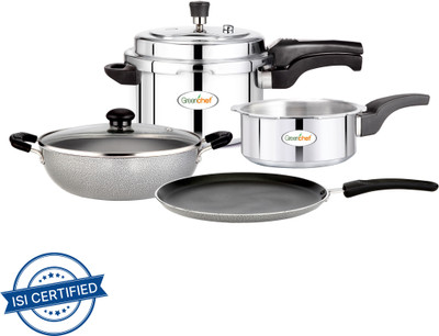 Greenchef Satura 5 L, 3 L Outer Lid Induction Bottom Pressure Cooker & Pressure Pan(Aluminium)