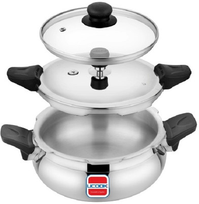 UCOOK By United Ekta Engg. Aluminium Duo Lid 2 in 1 Multipurpose All in one 5 L Outer Lid Induction Bottom Pressure Cooker(Aluminium)
