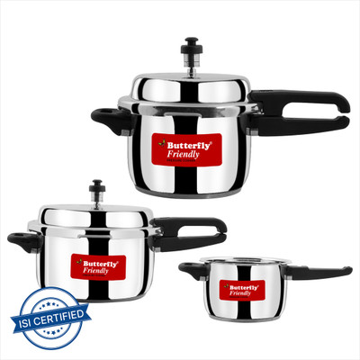 Butterfly stainless steel 2 L, 3 L, 5 L Outer Lid Induction Bottom Pressure Cooker(Stainless Steel)