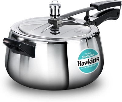 Hawkins 5 Litre Triply Stainless Steel Contura Pressure Cooker (SSTCO50) 5 L Inner Lid Induction Bottom Pressure Cooker(Triply)